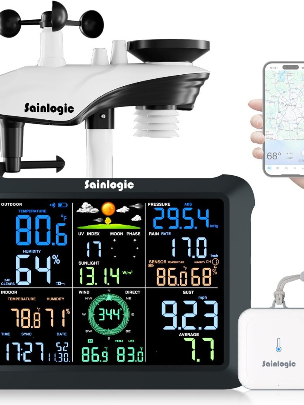 Smart WiFi Weather Station with Wireless Sensor & 24/7 Forecast by Weatherseed®